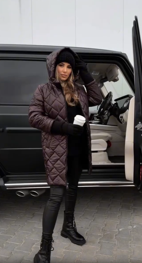 Bogna | Long Quilted Jacket with Hood