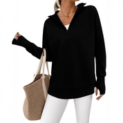 Mabel | Quarter-Zip Ribbed Knit Jumper