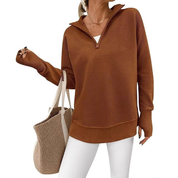 Mabel | Quarter-Zip Ribbed Knit Jumper