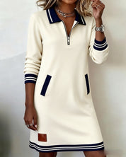 Dorellia | Striped Zip-Neck Sweatdress