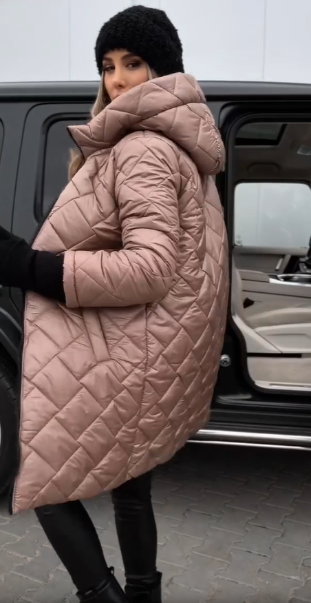 Bogna | Long Quilted Jacket with Hood