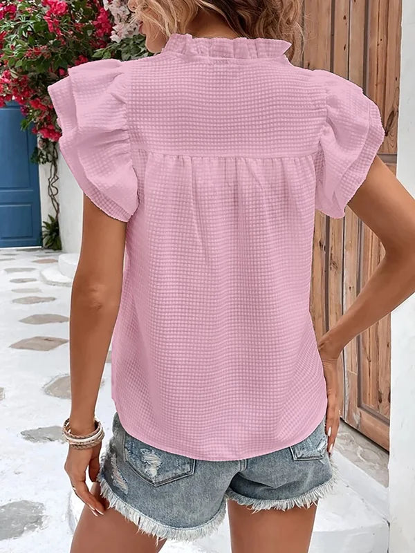 Thalia | Top with V-neck and ruffles
