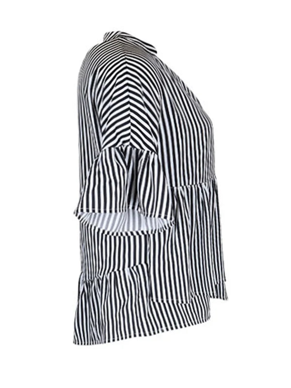 Elodie | Striped Tiered V-Neck Top