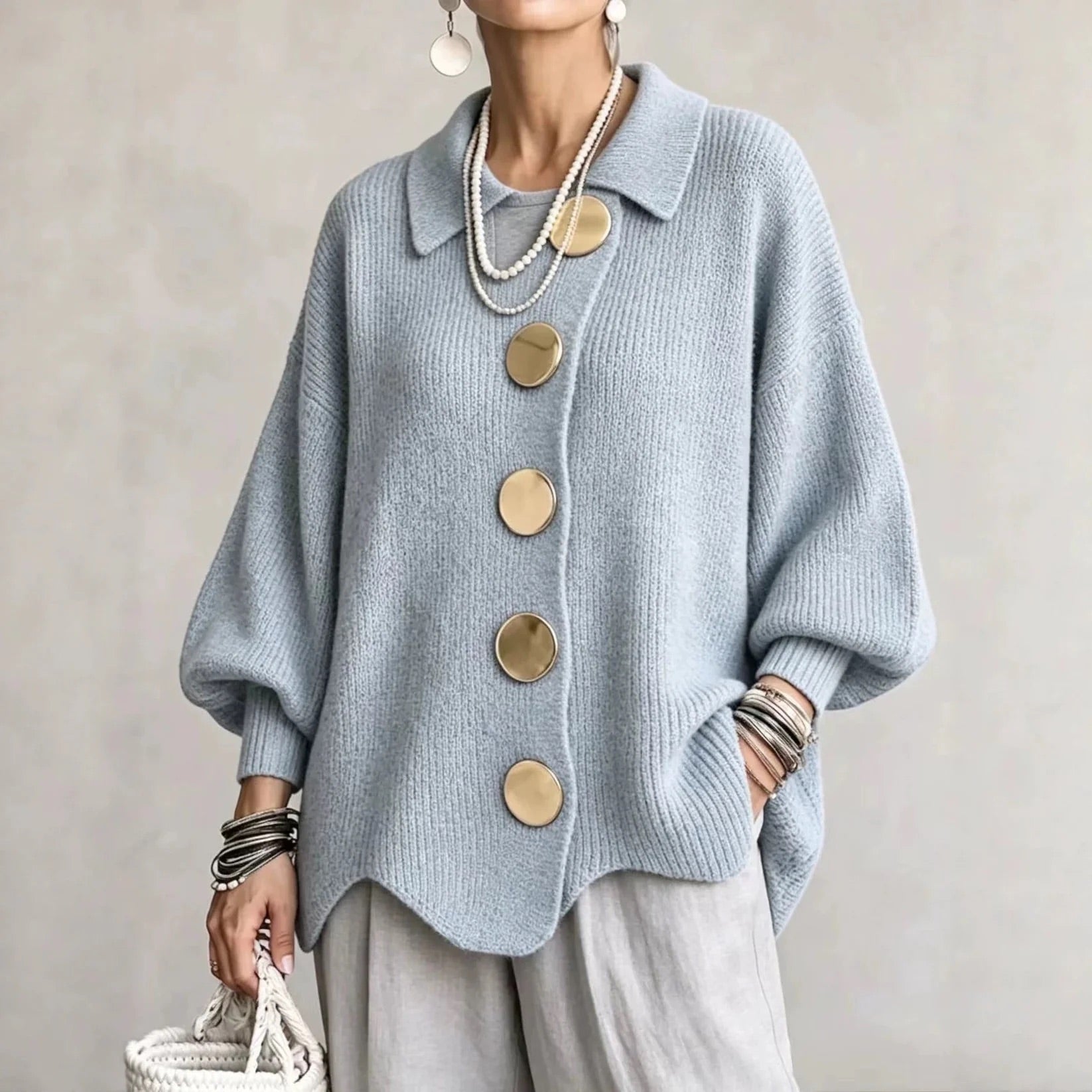 Karina | Statement Collar Knit Cardigan