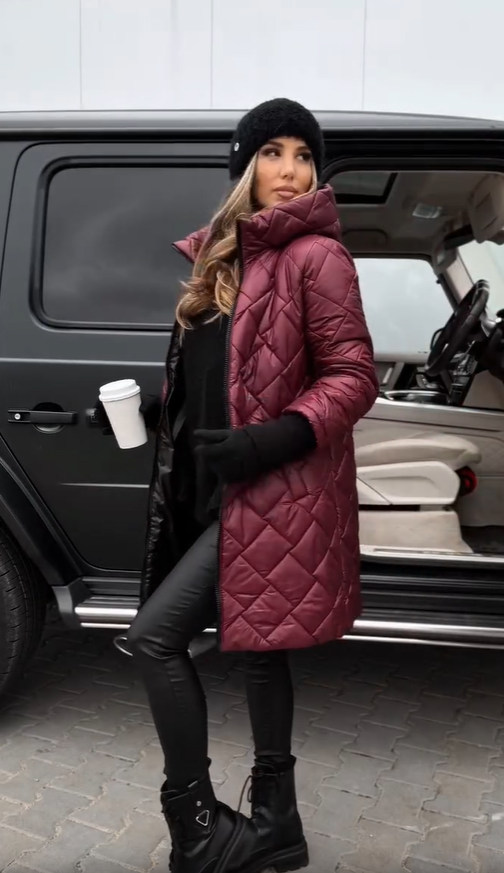 Bogna | Long Quilted Jacket with Hood