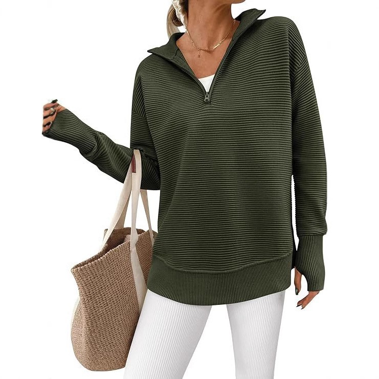 Mabel | Quarter-Zip Ribbed Knit Jumper