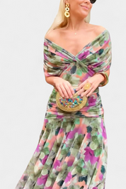 Florendra | Long Floral V Neck Dress