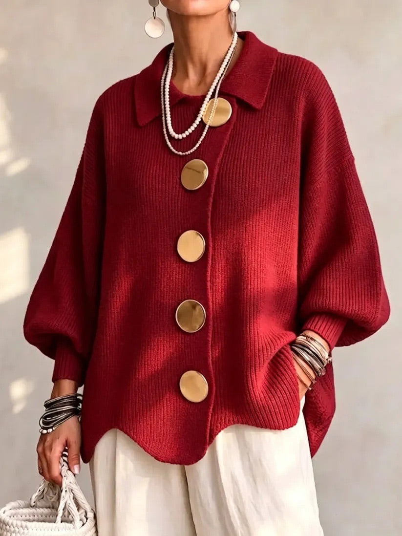 Karina | Statement Collar Knit Cardigan