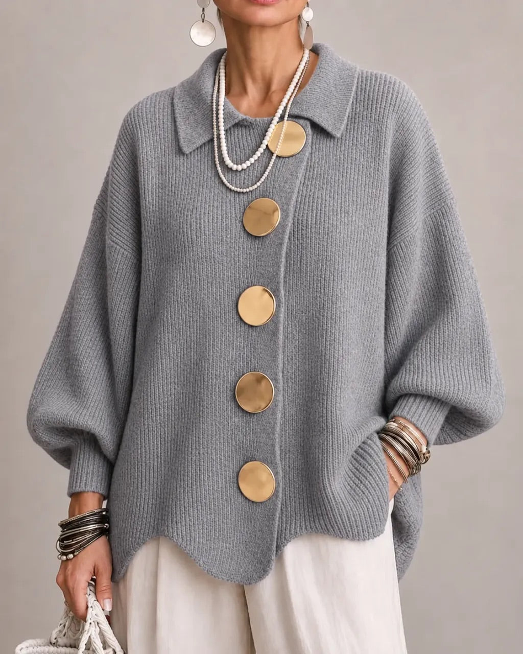 Karina | Statement Collar Knit Cardigan