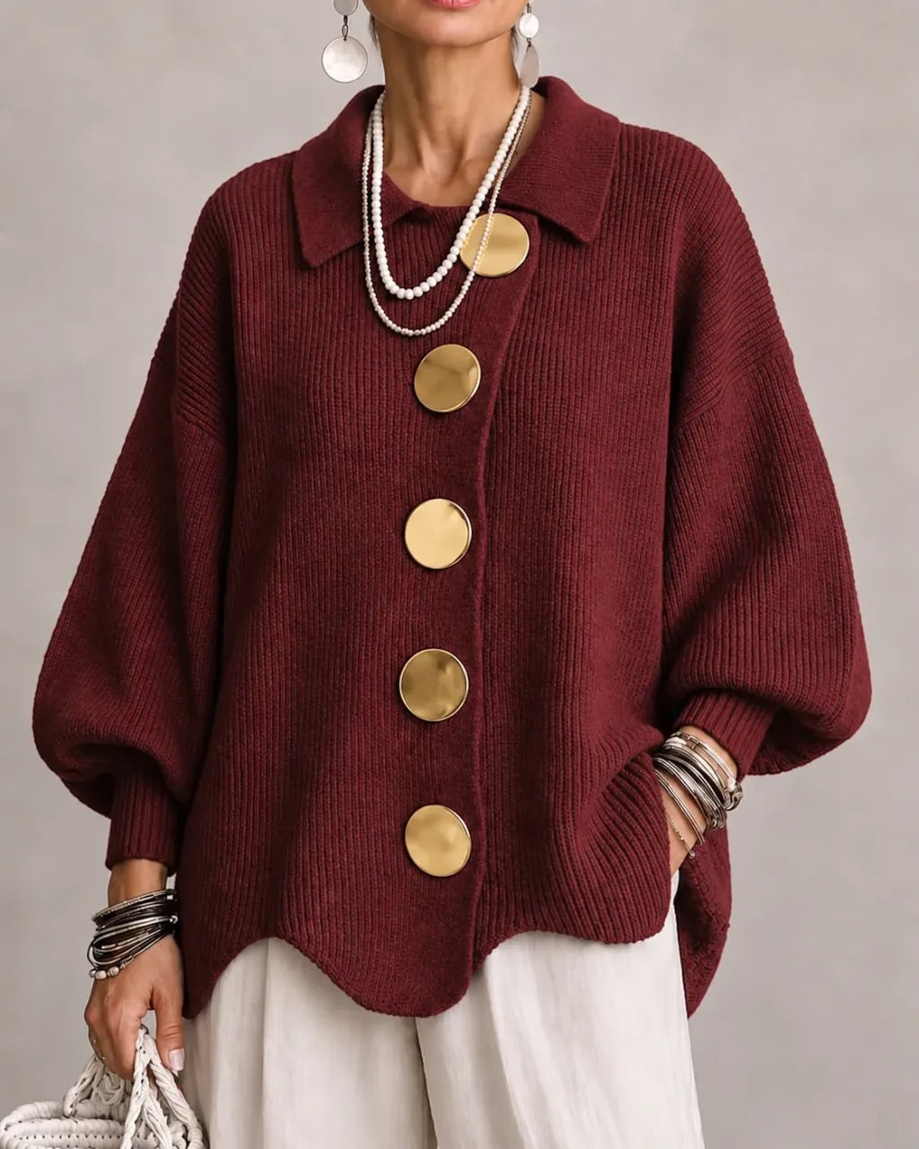 Karina | Statement Collar Knit Cardigan