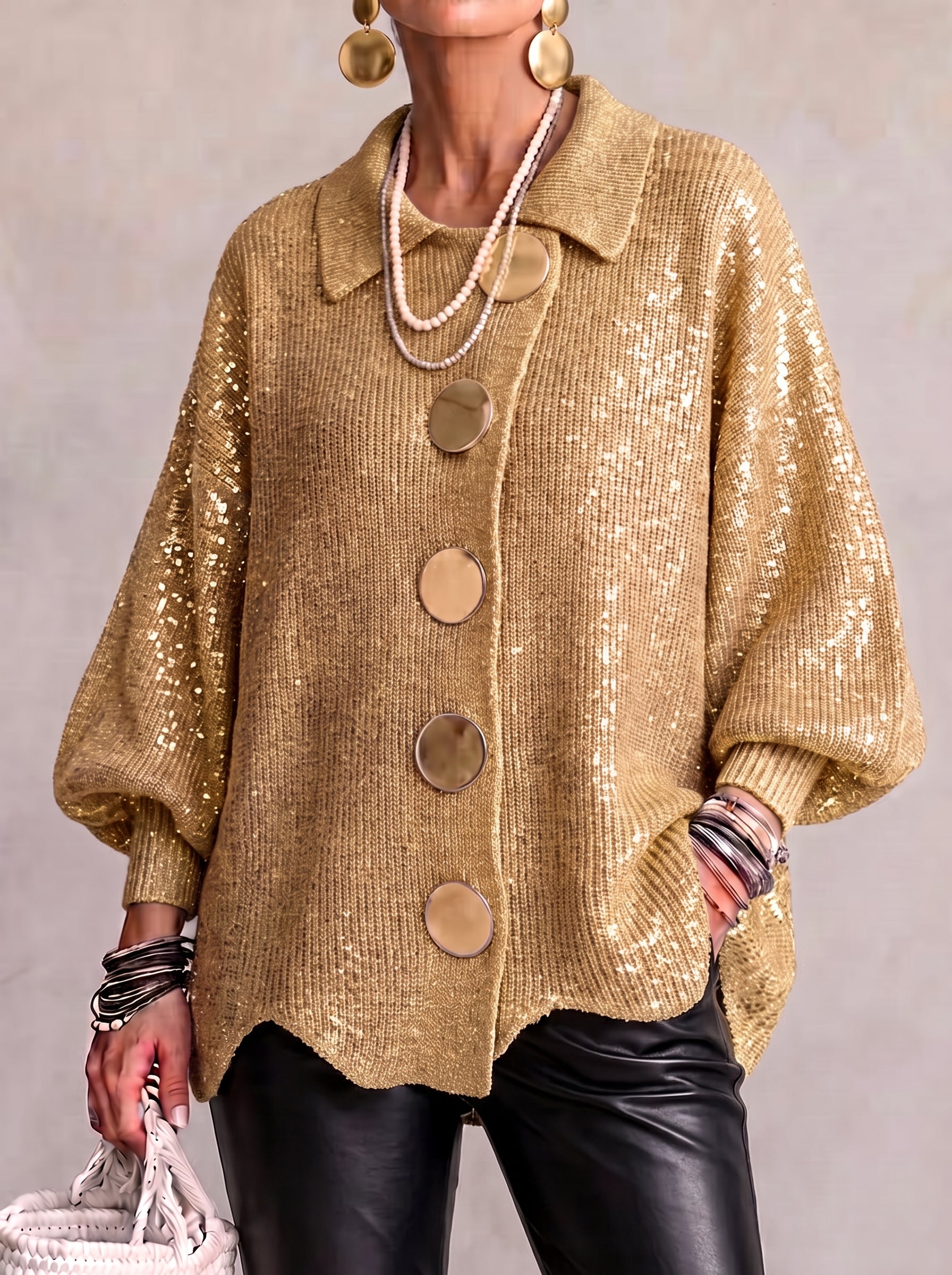 Karina | Statement Collar Knit Cardigan