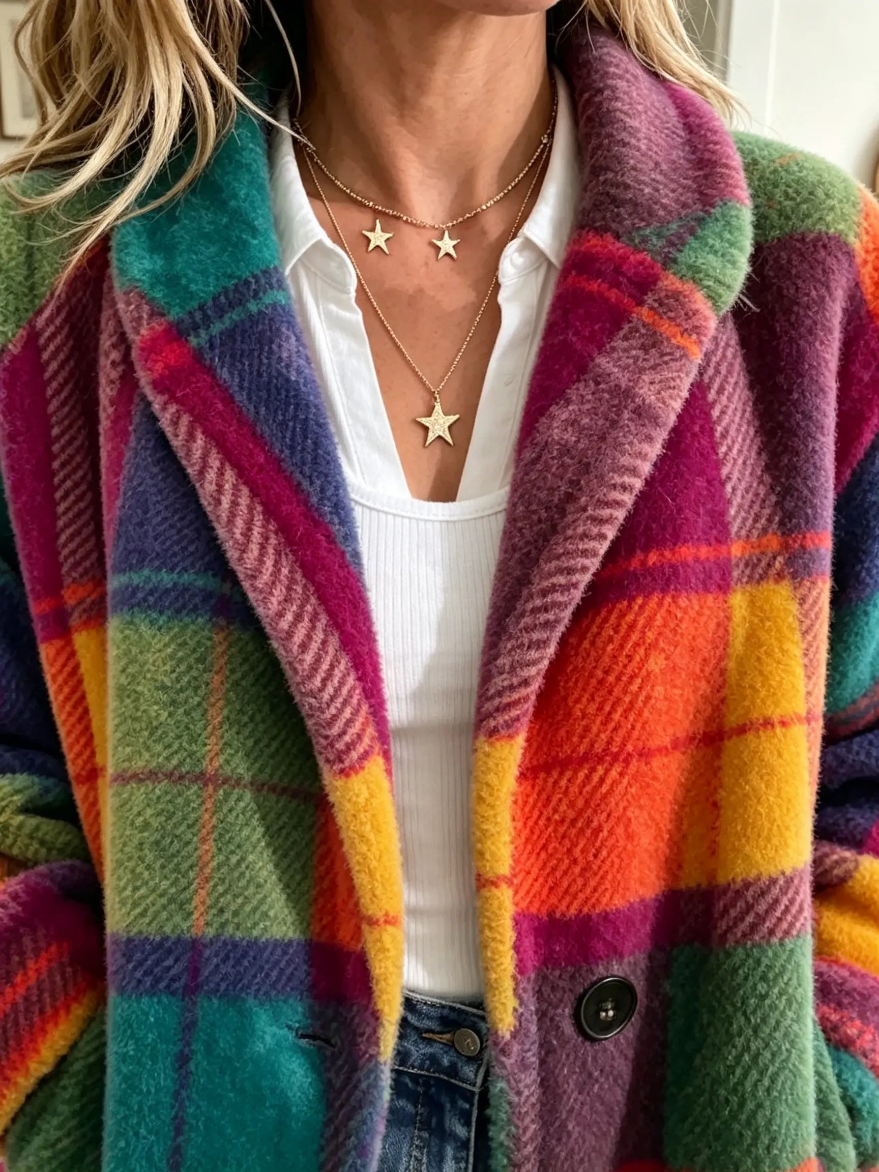 Jenneke | Checkered Mid-Season Jacket