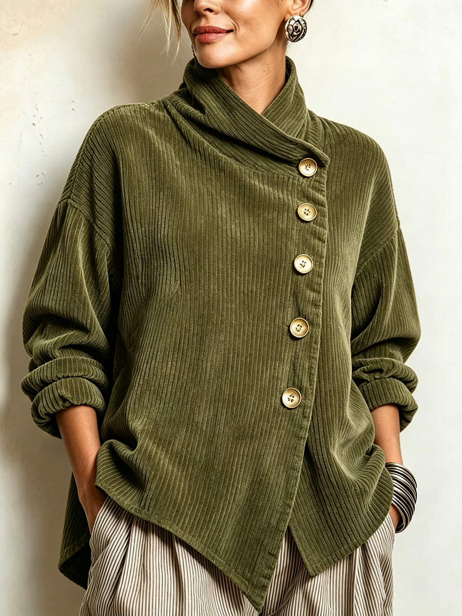 Brenda | Ribbed Button-Trim Jumper