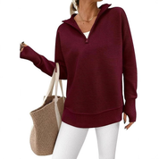 Mabel | Quarter-Zip Ribbed Knit Jumper